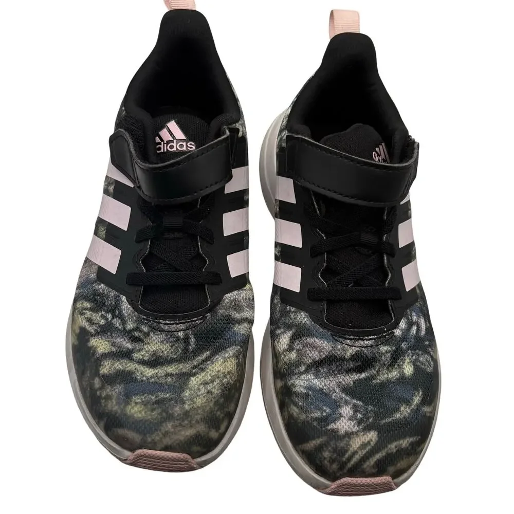 adidas Size 2 Green Camo Athletic Sneakers Lightweight Breathable Mesh Shoes